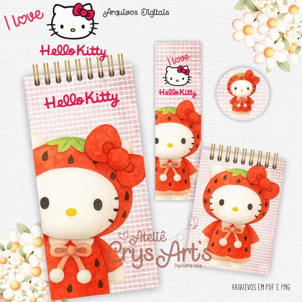 Kit Hello Kitty 1 - Encadernação (Crys Arts) - Imagem 5