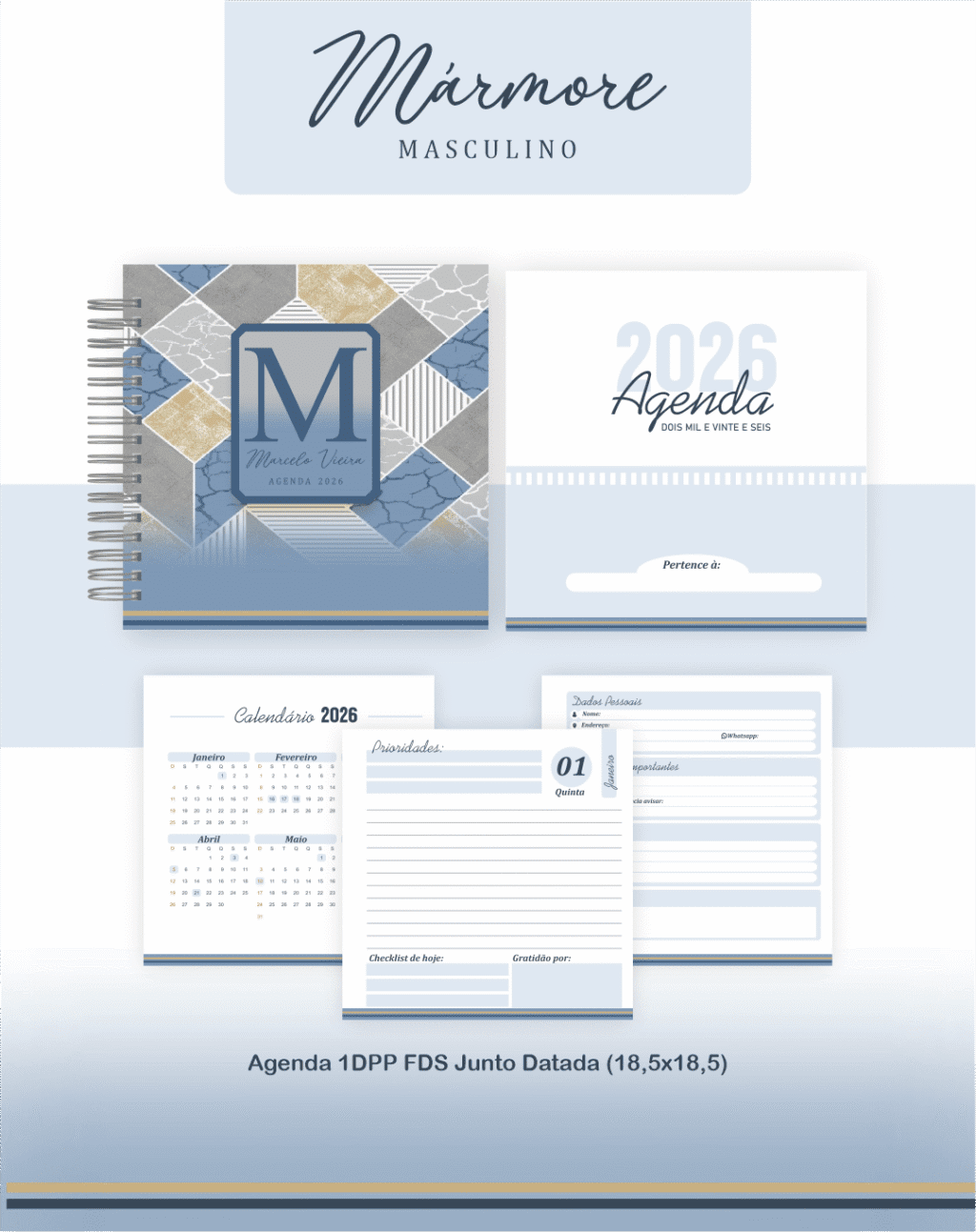 Mármore Masculino - Agendas | Planners 2026 (Pamella) - Imagem 3