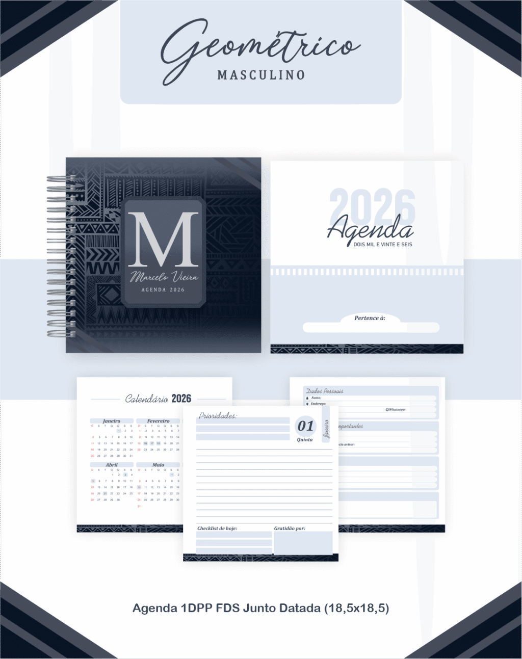 Geométrico Masculino - Agendas | Planners 2026 (Pamella) - Imagem 4