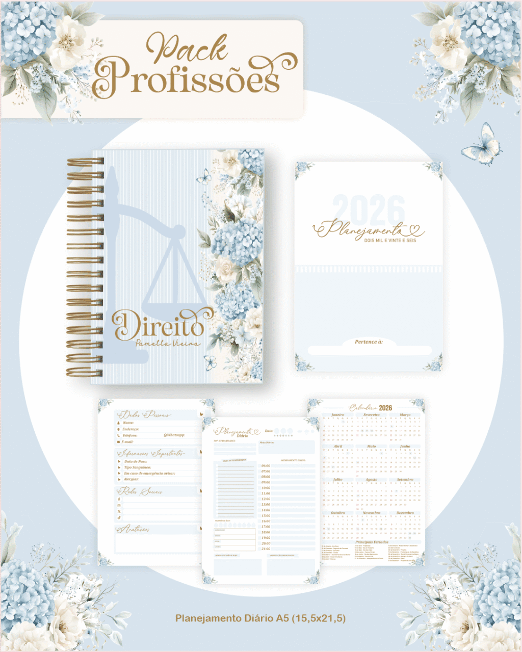 Profissões 2026: Floral Azul (Pamella) - Imagem 6