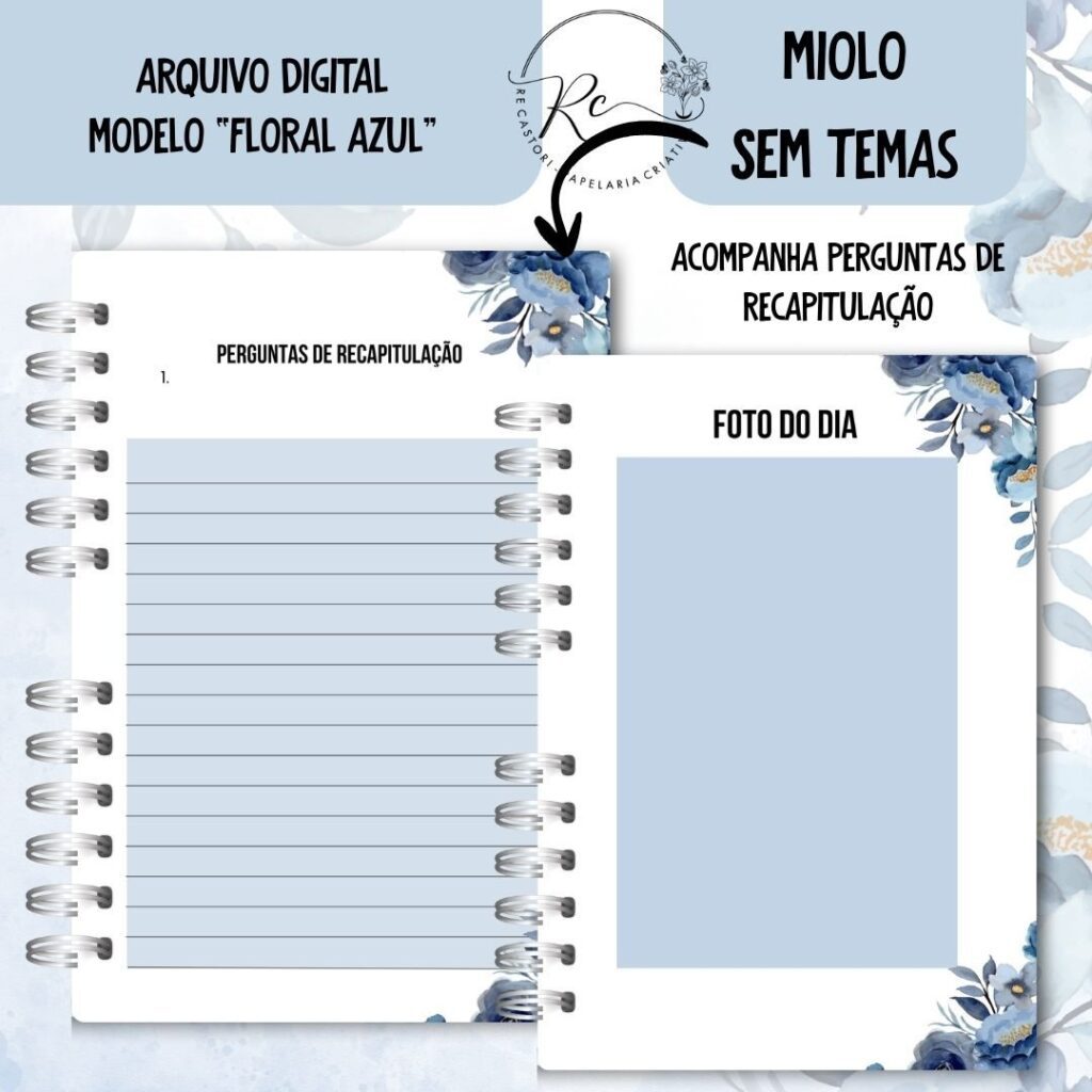 Caderno Assembeia de Circuito 2025/2026 – FLORAL AZUL S/TEMA (Re Castori) - Imagem 3