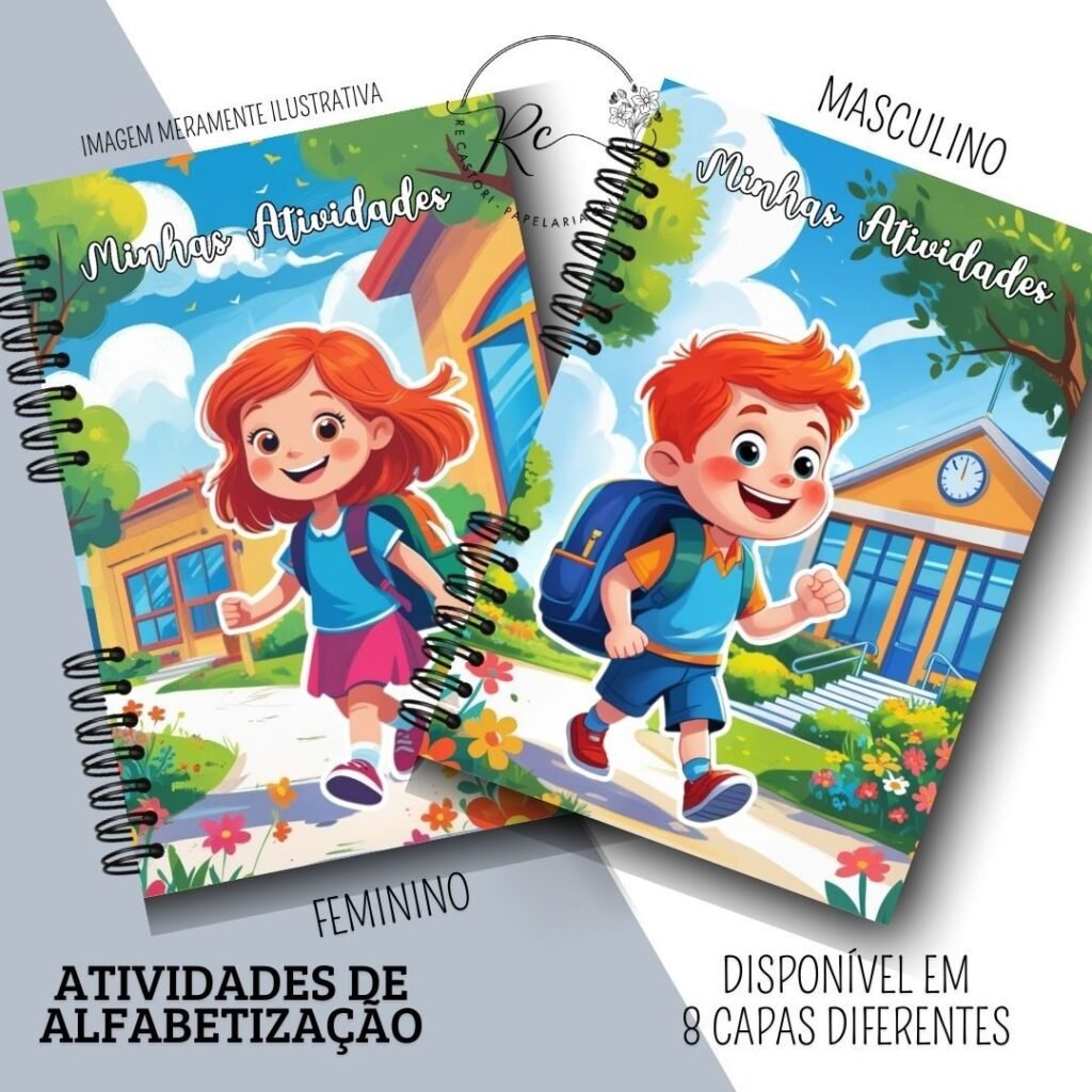 Kit Caderno com Atividades de Alfabetização Escolar – Feminino e Masculino (Re Castori) - Imagem 2