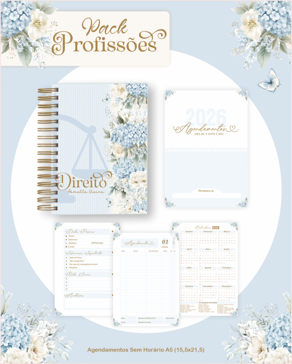 Profissões 2026: Floral Azul (Pamella) - Imagem 8