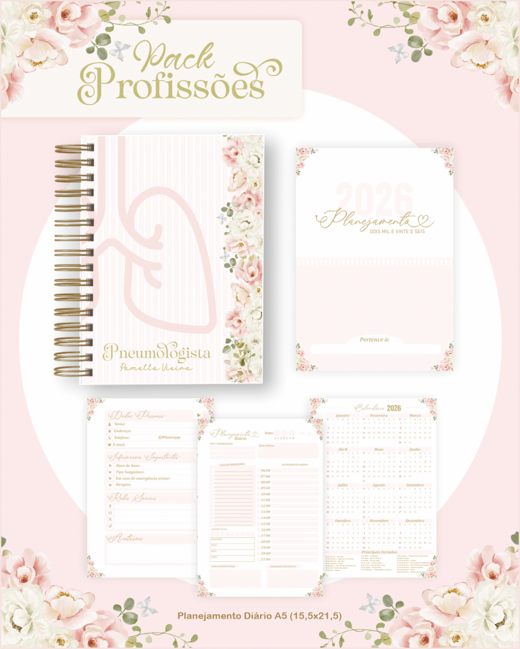 Profissões 2026: Floral Rosa (Pamella) - Imagem 4
