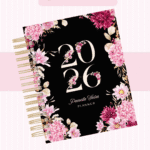 Alfabeto Floral Preta - Agendas | Planners 2026(Pamella)