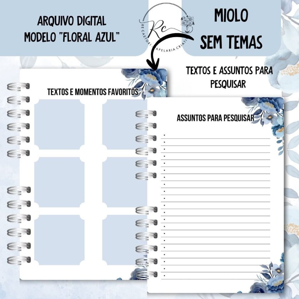 Caderno Assembeia de Circuito 2025/2026 – FLORAL AZUL S/TEMA (Re Castori) - Imagem 2