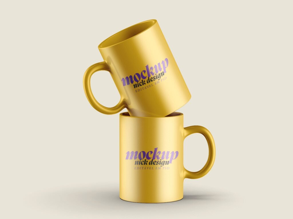 Mockup 2 Canecas empilhada (PSD) - Imagem 1