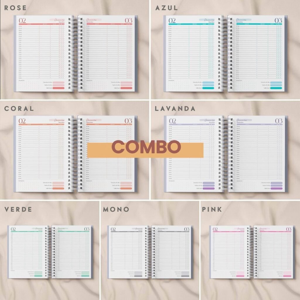 Combo Agendamentos 2026 + Perm. Datado + Perm. Não Datado Col. Vagalume (Amarantto) - Imagem 1