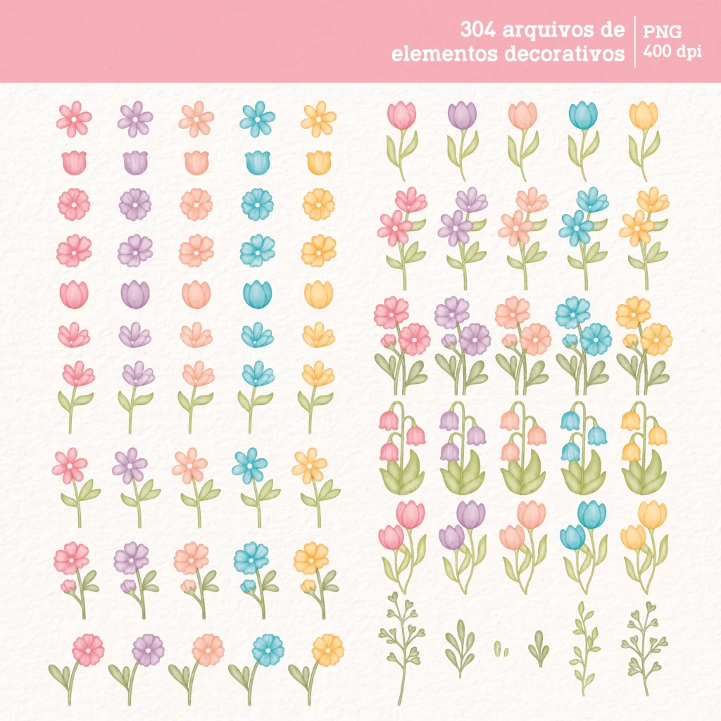 Jardim Secreto 2 – Cliparts em aquarela - Kit Digital - Imagem 9