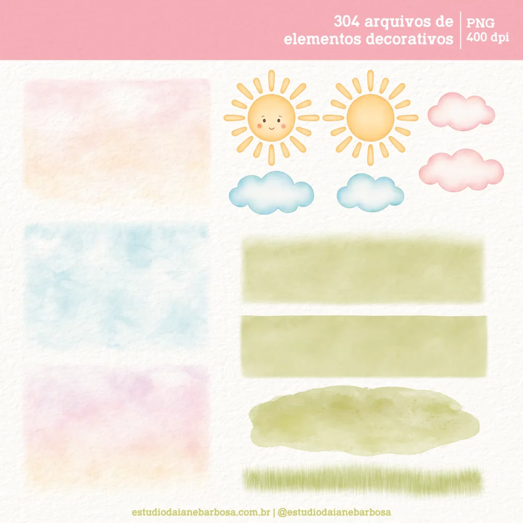 Jardim Secreto 2 – Cliparts em aquarela - Kit Digital - Imagem 3