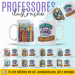 Professores Ilustração - Artes para Canecas