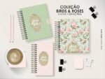 Kit Birds Roses - Capas + Divisórias (Moldes da Lê)