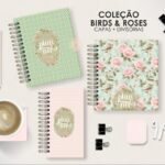 Kit Birds Roses - Capas + Divisórias (Moldes da Lê)