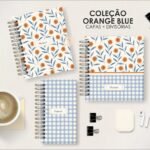 Kit Orange Blue - Capas + Divisórias (Moldes da Lê)