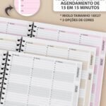 Kit Agendamento Semanal 2026 de 15 em 15 minutos em 3 Cores (Bicho Papel)