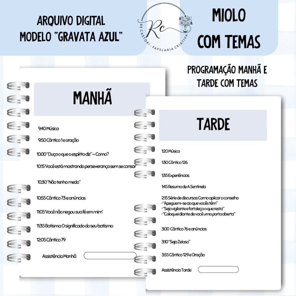 Caderno Assembleia de Circuito 2025/2026 – GRAVATA AZUL C/TEMA (Re Castori) - Imagem 4