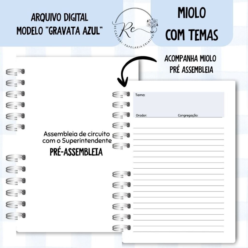 Caderno Assembleia de Circuito 2025/2026 – GRAVATA AZUL C/TEMA (Re Castori) - Imagem 6