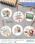 Printable - Tag e Adesivo Redondo 6cm - Dia dos Professores