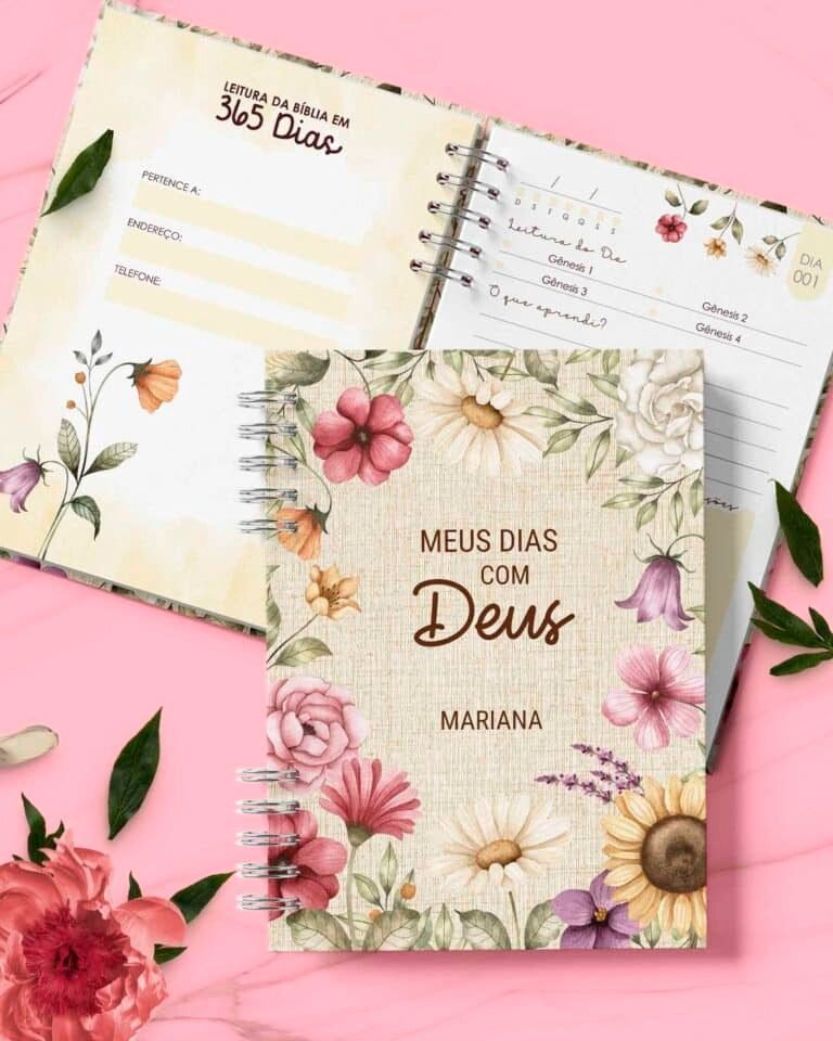 Combo Devocional Leitura da Bíblia 365 dias Católica Evangélica Leitura Livre Flores e Cores (Bicho Papel) - Imagem 2