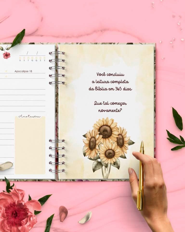 Combo Devocional Leitura da Bíblia 365 dias Católica Evangélica Leitura Livre Flores e Cores (Bicho Papel) - Imagem 9