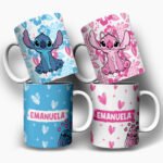 Stitch e Angel Nome - Artes Caneca