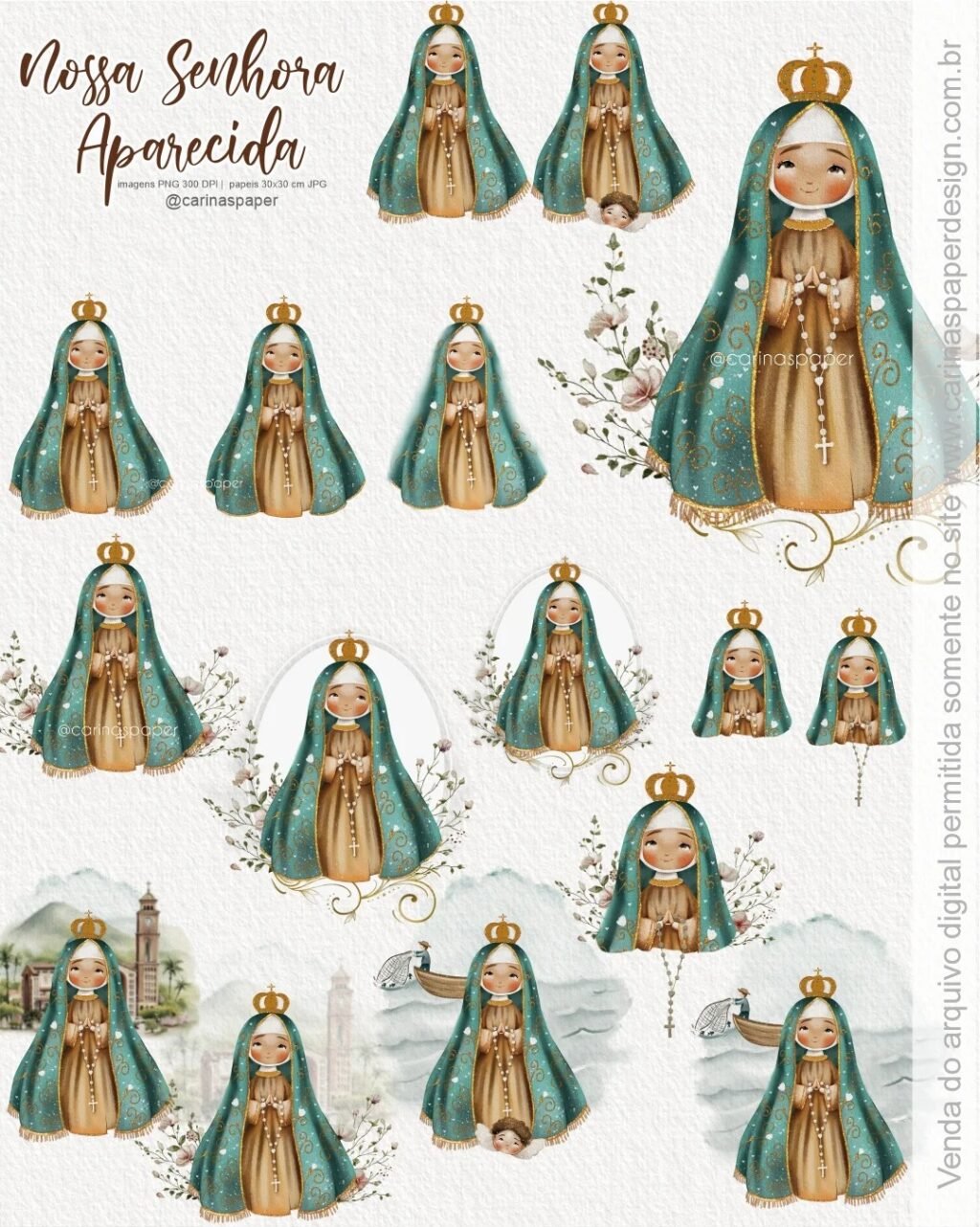 Ilustrações Nossa Senhora Aparecida 6 - Kit Digital (Carinas Paper) - Imagem 3