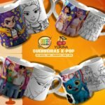 Arte Caneca Guerreiras K-POP Colorir