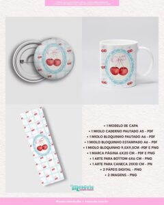 Coleção Cerejinhas Aquarela - Kit de Encadernação - Imagem 2