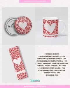 Coleção Corações Aquarela - Kit de Encadernação - Imagem 3