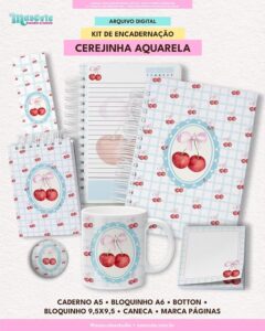 Coleção Cerejinhas Aquarela - Kit de Encadernação