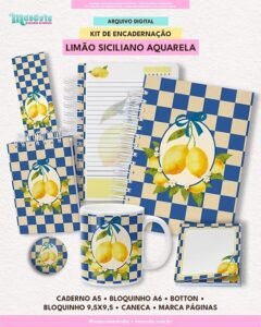 Coleção Limão Siciliano Aquarela - Kit de Encadernação