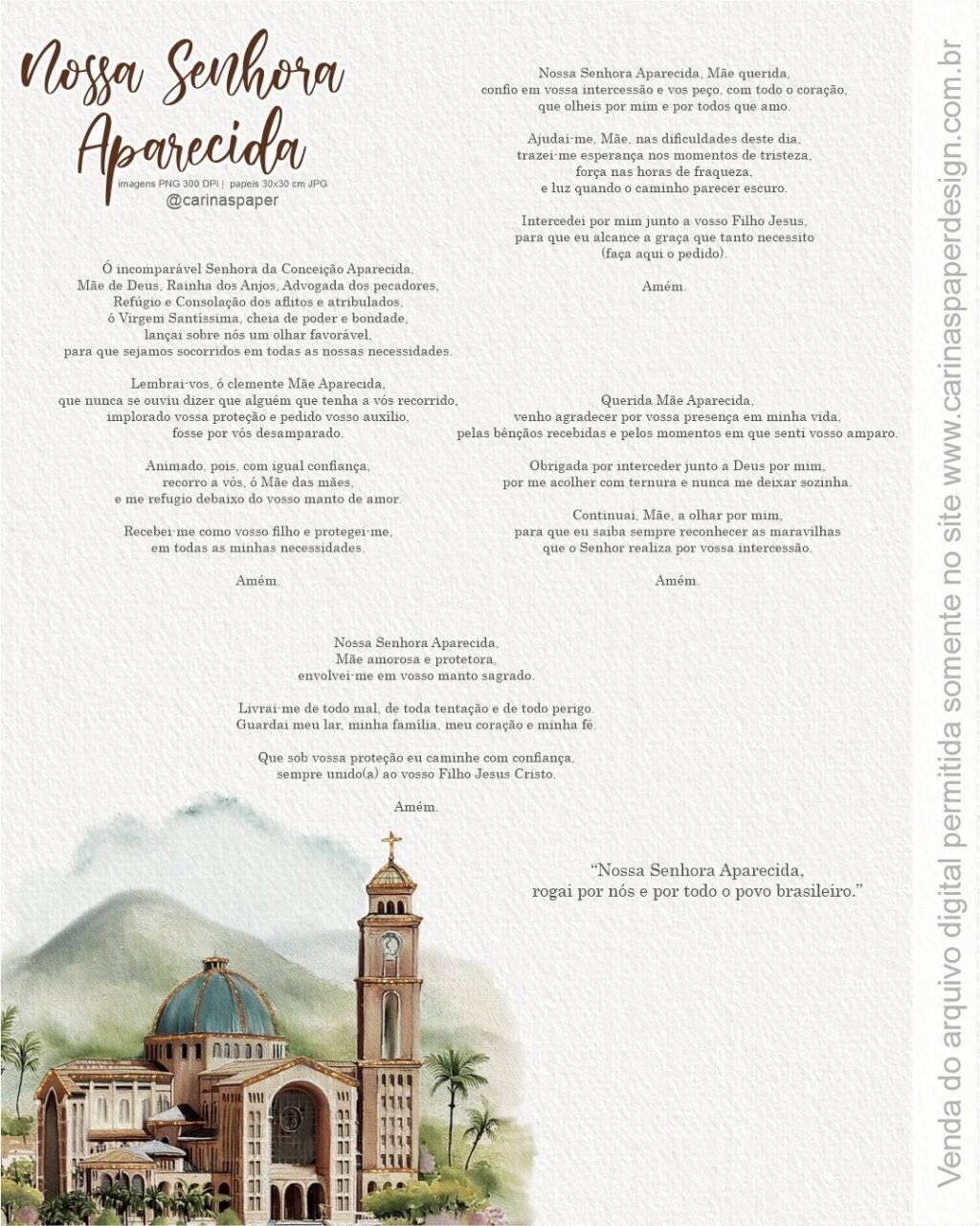Ilustrações Nossa Senhora Aparecida 6 - Kit Digital (Carinas Paper) - Imagem 7