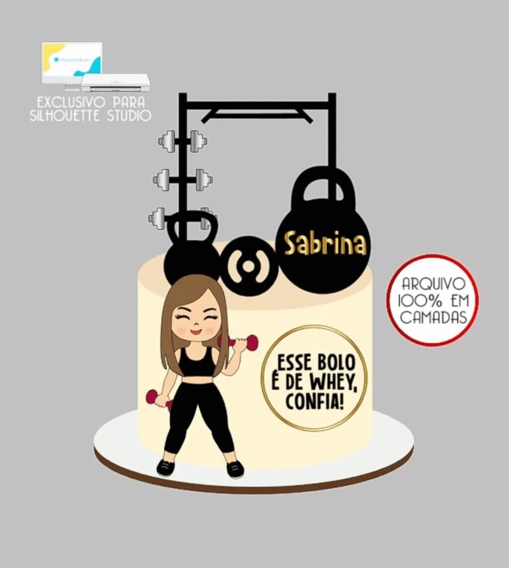 Academia Fitness Mulher - Topo de Bolo - Imagem 1