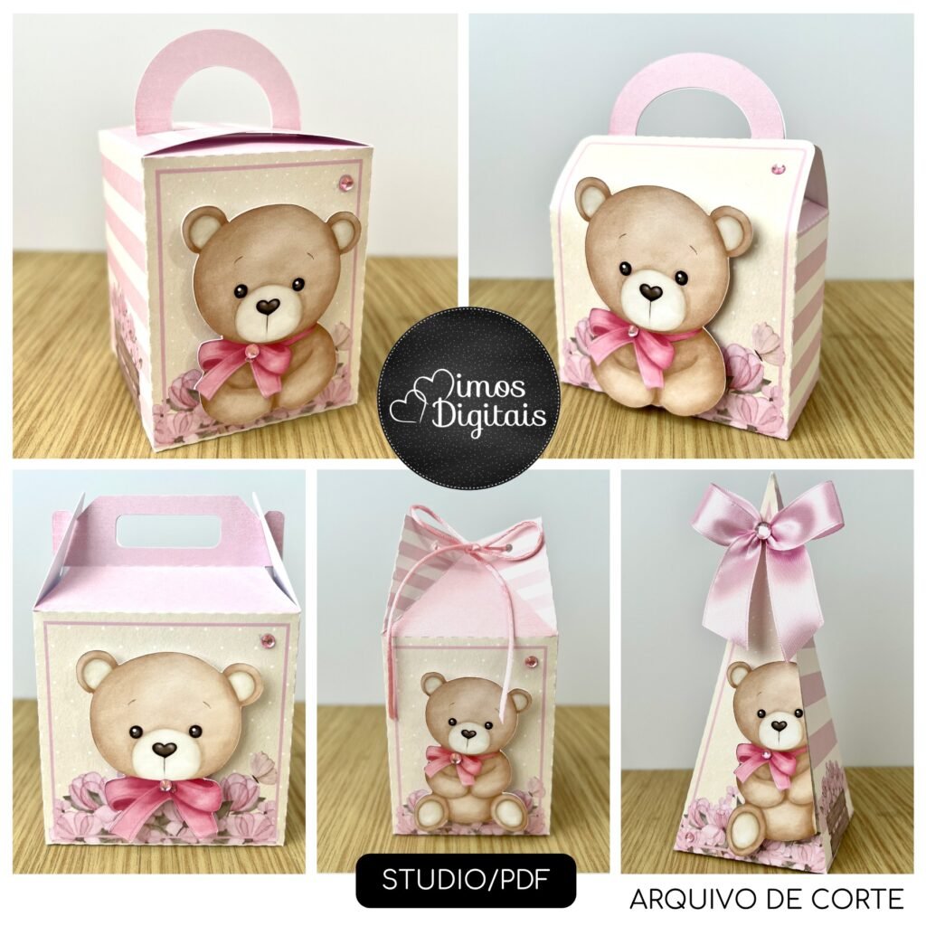 Chá de Bebê Ursinha Rosa e Marfim - Kit Festa Pronta - Imagem 1