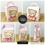 Chá de Bebê Ursinha Rosa e Marfim - Kit Festa Pronta