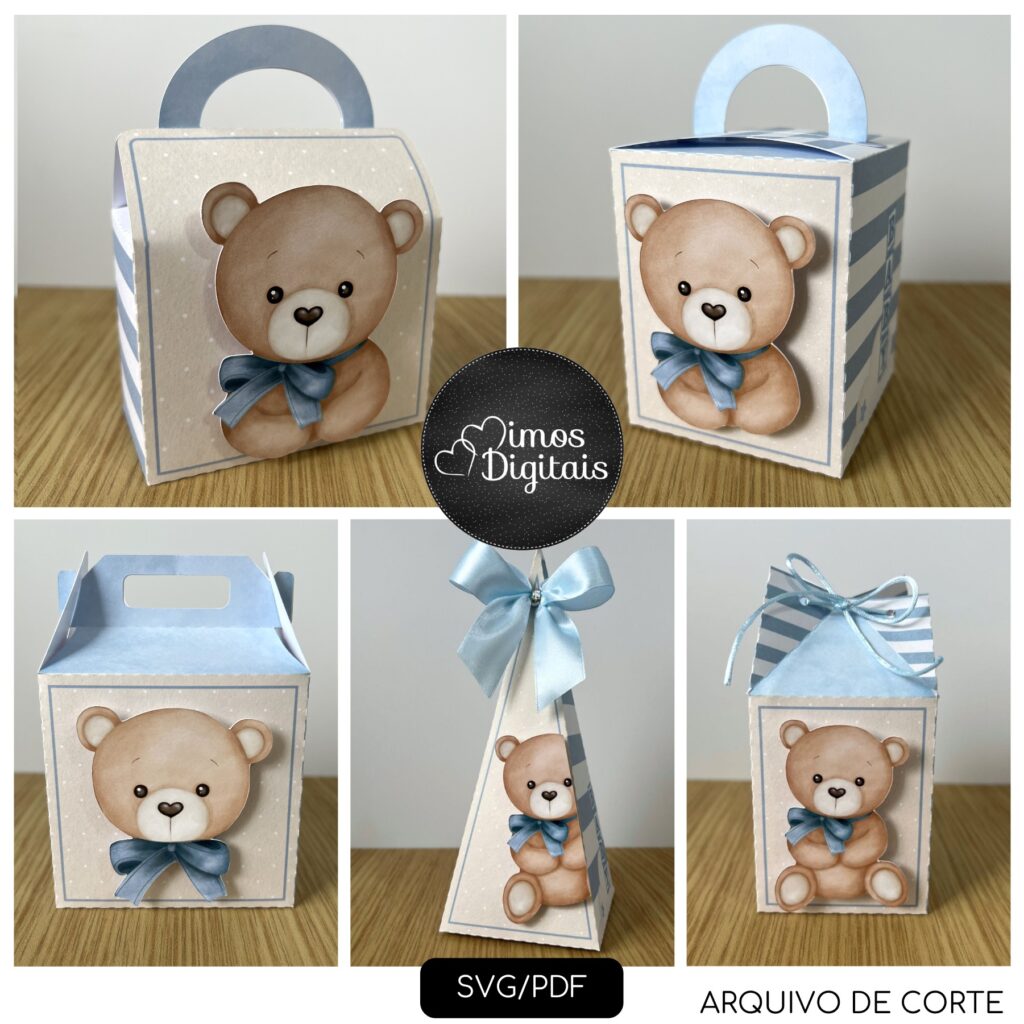 Chá de Bebê Ursinho Azul e Marfim - Kit Festa Pronta - Imagem 1