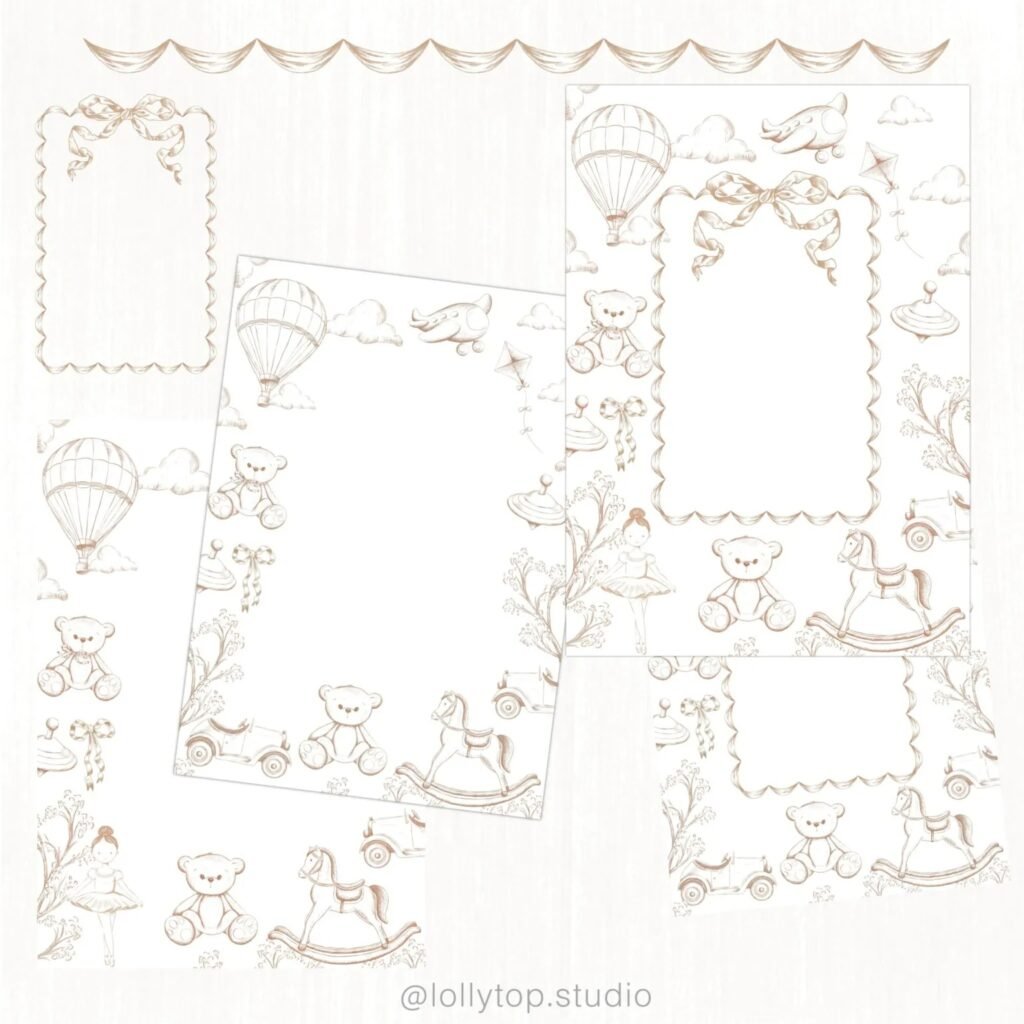 Toile de jouy – Brinquedos Bege - Imagem 5