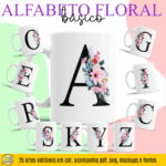 Alfabeto Floral Básico - Artes para Canecas
