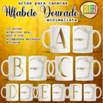 Alfabeto Dourado Minimalista - Artes Caneca
