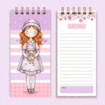 Bloco Slim 22x10cm wire-o espiral - Bonecas (Telma Contel)