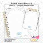 COMBO Ensinar é um Ato de Amor – Caderno A5 + Bloquinho A6 + Pack Papelaria Fofa - Imagem 3