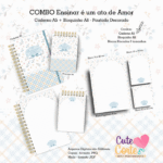 COMBO Ensinar é um Ato de Amor – Caderno A5 + Bloquinho A6 + Pack Papelaria Fofa