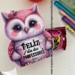 Porta bombom corujinha rosa
