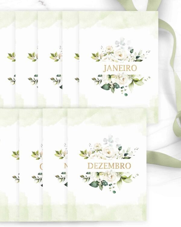 Combo 6 Agendas 2026 e Permanente Floral Rosas Brancas (Bicho Papel) - Imagem 2