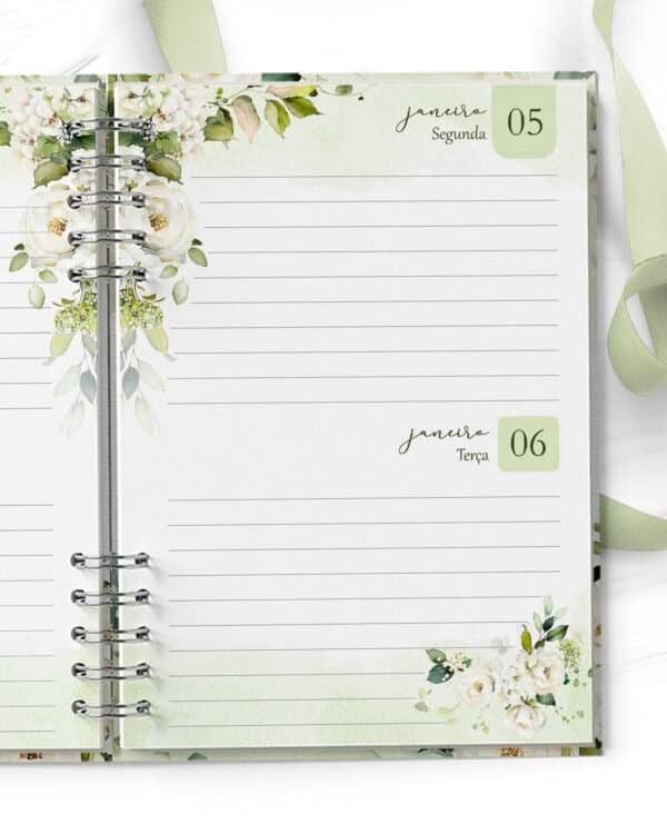 Combo 6 Agendas 2026 e Permanente Floral Rosas Brancas (Bicho Papel) - Imagem 11