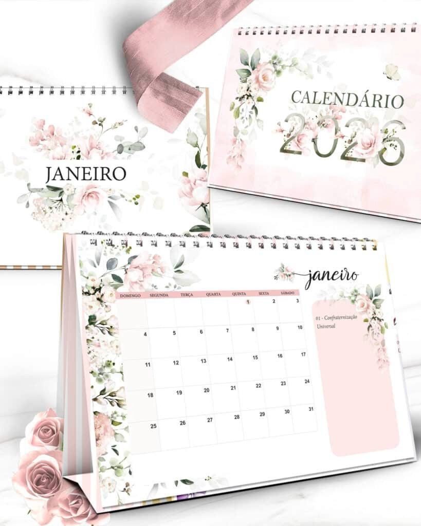 Kit Calendários 2026 Coleção Floral Rosa (Bicho Papel) - Imagem 3