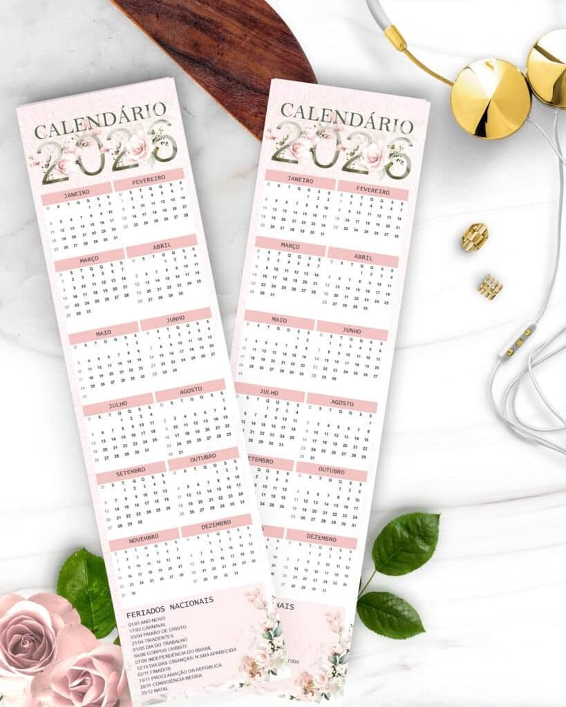 Kit Calendários 2026 Coleção Floral Rosa (Bicho Papel) - Imagem 2