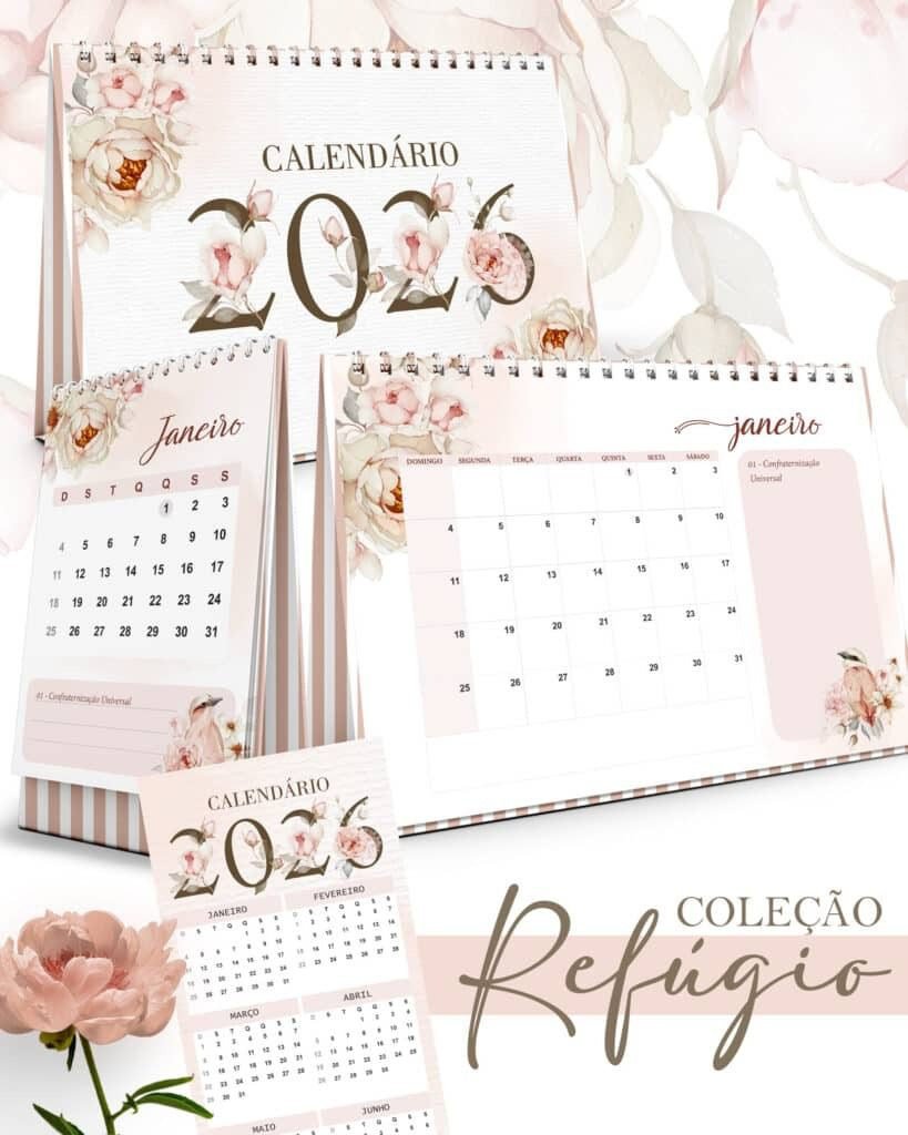 Kit Calendários 2026 de Mesa A5 A6 e Calendário Marca Página Refúgio (Bicho Papel) - Imagem 1