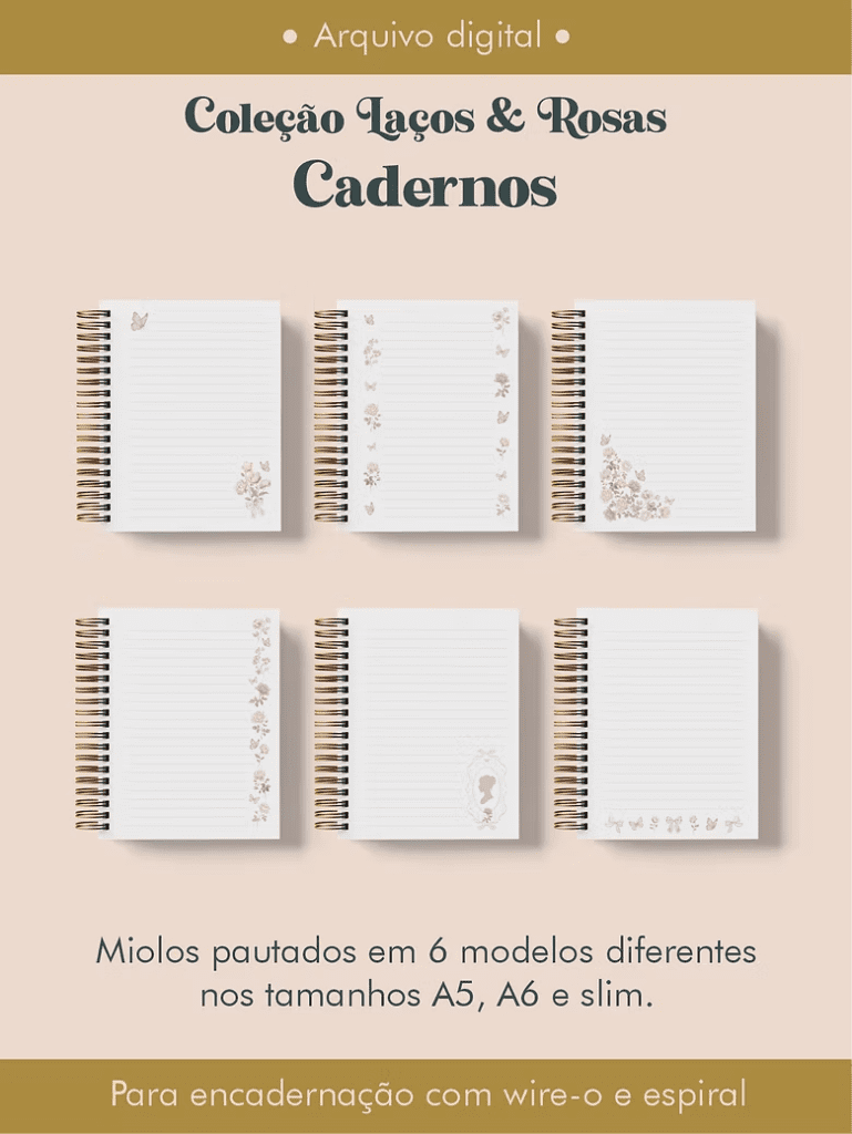 Cadernos Coleção Laços & Rosas Wire-o Cadernos Coleção Laços & Rosas Wire-o - Imagem 1