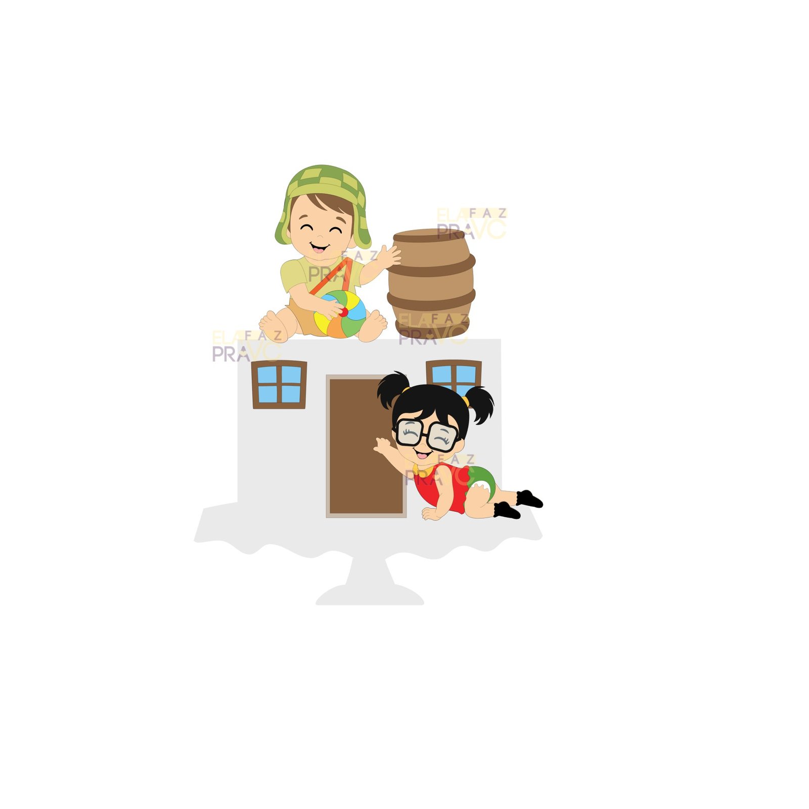 CHAVES E CHIQUINHA BABY Chaves e Chiquinha - Topo de Bolo - Imagem 1